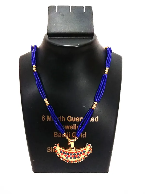 Assamese_Traditional_Gold_Plated_Red_Blue_Colour_Joonbiri_Pendant_For_Girls_&_Women